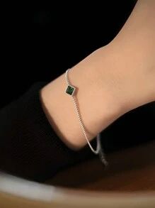 1入流行時尚極簡風格s925純銀復古綠色拉尼耳釘 & 豪華耳飾,女性派對穿戴