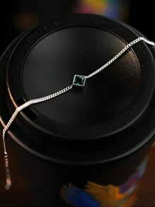 1入流行時尚極簡風格s925純銀復古綠色拉尼耳釘 & 豪華耳飾,女性派對穿戴