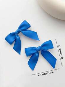 2入組蝴蝶結裝飾髮夾 - 寶藍色 - 查看 5