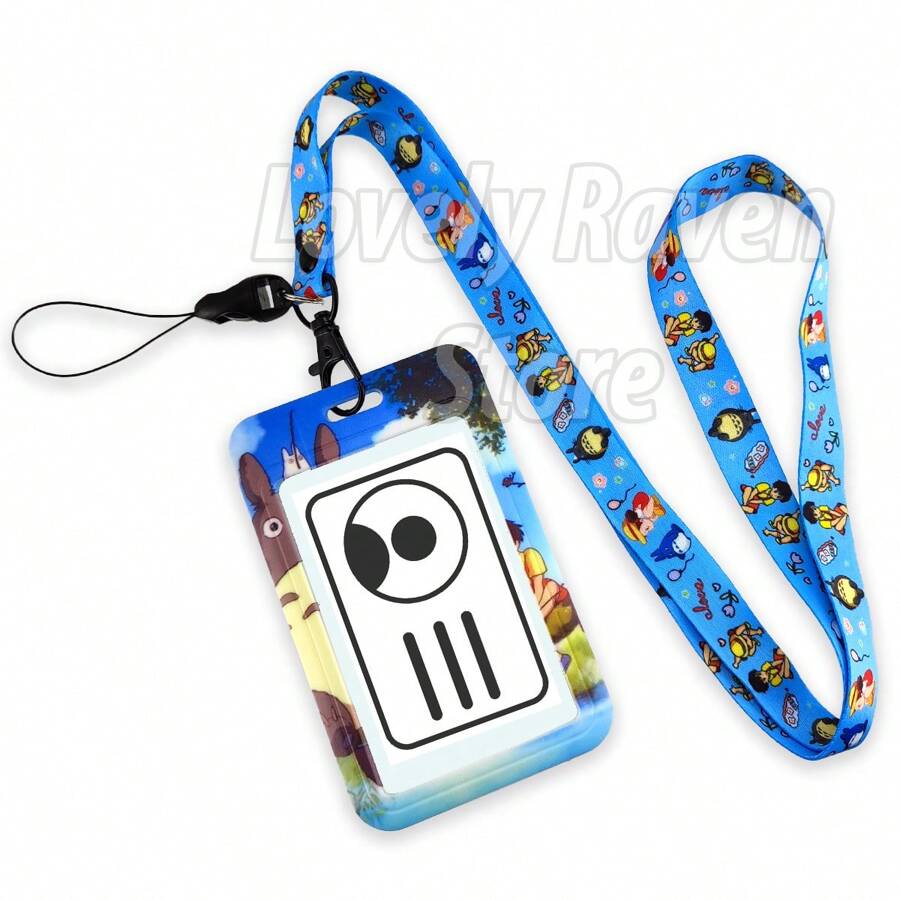 Badge Holder Badge Holder Anime Kawaii Fashion Owl Cat Rabbit Lanyard - Blue - View 1
