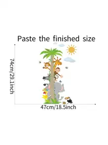 1pc Cartoon Animal Print Wall Sticker, Cute PVC Waterproof Wall Art For Kids Bedroom Living Room Gifts Birthday Graduation - Multicolor - View 6