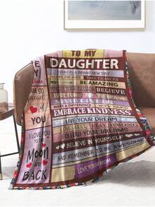 Manta de franela con con estampado diseño de uno con letra a hija - Multicolor - Ver 4