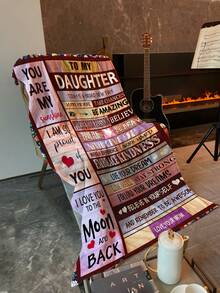 Manta de franela con con estampado diseño de uno con letra a hija - Multicolor - Ver 3