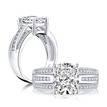 1 Miếng Cổ điển Cái đệm Cắt Nhẫn đính hôn Đối với phụ nữ 925 sterling bạc Sáng bóng 10x8mm AAAAA + Khối Zirconia  Ngày kỷ niệm Nhẫn cưới Đồ trang sức Món quà Cho cô ấy - Bạc - Xem 6