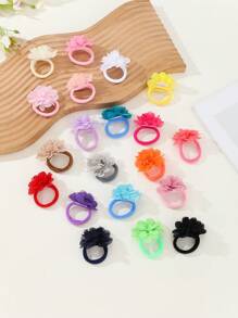 Scrunchies de Flor de Chiffon, Elásticos de Cabelo, Porta-Rabos de Cabelo, Acessórios de Cabelo