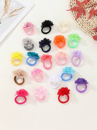 Chouchous en fleur de mousseline élastique, supports de queue de cheval, accessoires de cheveux