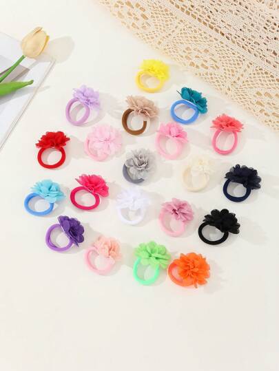 Cute Chiffon Flower Hair Scrunchies Elastic Hair Ties Ponytail Holders Hair Accessories, Gift & Photo Props