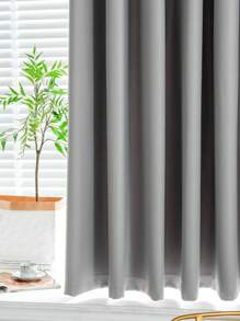 1入組充分灰色的窗戶窗簾,現代風格滌綸纖維絕緣純的顏色窗簾合適的適用於臥室客廳家庭使用 - 淺灰色 - 查看 2