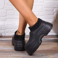 防水女士室內厚底拖鞋,適合秋冬保暖,舒適,防滑,黑色 - 黑色 - 查看 7