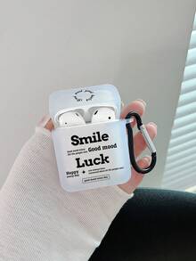 1個有掛鉤的字母印花半透明耳機盒,適用於蘋果airpods - 彩色 - 查看 2