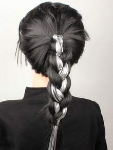 Conjunto De 20 Piezas De Accesorios Para El Cabello De Trenzas De Pp Plateado Para Mujeres, Incluyendo Diadema, Cinta De Colores Y Cuerda De Trenza, Para Un Estilo Personalizado De La Moda Callejera - Plateado - Ver 4