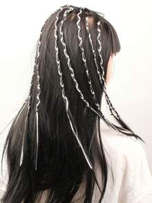 Conjunto De 20 Piezas De Accesorios Para El Cabello De Trenzas De Pp Plateado Para Mujeres, Incluyendo Diadema, Cinta De Colores Y Cuerda De Trenza, Para Un Estilo Personalizado De La Moda Callejera - Plateado - Ver 6