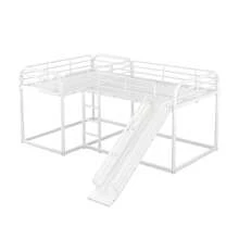 Nestfair 4 Beds in 1 L-Shaped Bunk Bed with Slide and Ladder