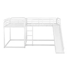 Nestfair 4 Beds in 1 L-Shaped Bunk Bed with Slide and Ladder