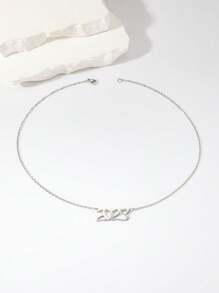 1 pc Personalized Style Titanium Steel Year Digital Necklace Silver Men's Daily Life