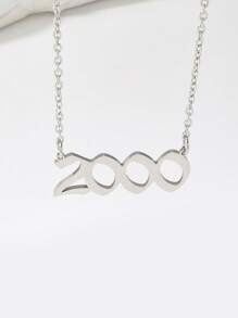 1 pc Personalized Style Titanium Steel Year Digital Necklace Silver Men's Daily Life