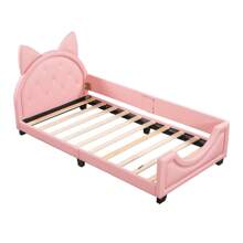 Nestfair Twin Size Upholstered Daybed with Ears Shaped Headboard
