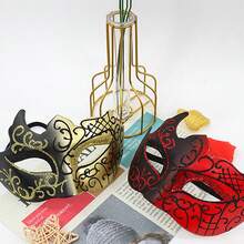 Máscara De Ojos Cosplay Con Polvo Dorado, Diseño De Ángulo Múltiple Para Presentación, Fiesta, Media Cara Para Hombres Y Mujeres - Negro - Ver 4