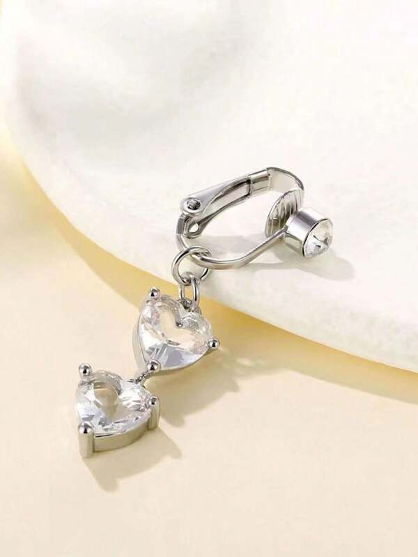 1 PC Faux Fake Belly Ring heart Fake Belly Piercing Clip on Umbilical