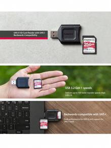 Lector de tarjetas SD Kingston USB 3.2 Gen 1 Plus MobileLite, lector de tarjetas SD SDHC/SDXC UHS-II, adaptador de tarjetas de memoria USB para computadora - Negro - Ver 8