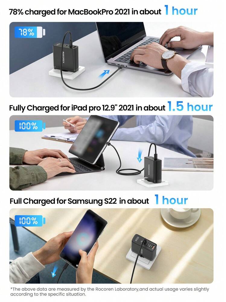 Rocoren 240W USB C כבל PD3.1 תואם כלפי מטה עם 140W 100W C לסוג C כבל טעינה מהירה עבור Pro/Air, IPad Pro, Laptop תואם עם 15 Pro Max 48V 5A חוט - שחור - ראה 5