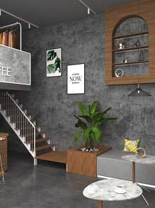 Dán giấy tường màu trơn Hình học Sọc ca rô - Màu xám đen - Xem 7