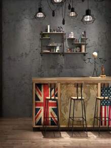 Dán giấy tường màu trơn Hình học Sọc ca rô - Màu xám đen - Xem 8