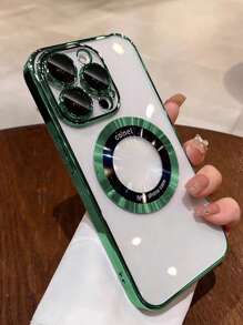 1 个领口式电镀磁性透明手机壳，适用于 iPhone 系列/11/12 Pro Max、13 Pro Max/14 Pro Max/15 Pro Max - 軍綠色 - 查看 2