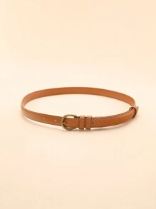 1 件棕色 PU 材质女士百搭针扣腰带，适合夏季、秋季、万圣节