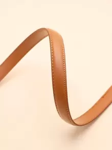 1 件棕色 PU 材质女士百搭针扣腰带，适合夏季、秋季、万圣节