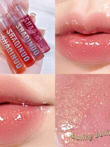 保濕果凍唇彩,4入組玻璃唇油帶精細金屬亮絲唇油保濕唇部輝光 - 彩色 - 查看 5