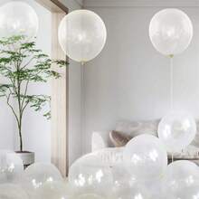 50個透明氣球,5英寸透明乳膠派對氣球,適用於生日聚會、嬰兒派對、婚禮、萬聖節或聖誕派對的裝飾(附白色絲帶)