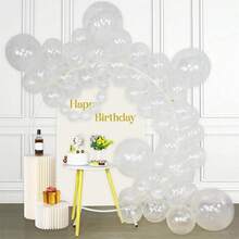 50個透明氣球,5英寸透明乳膠派對氣球,適用於生日聚會、嬰兒派對、婚禮、萬聖節或聖誕派對的裝飾(附白色絲帶)