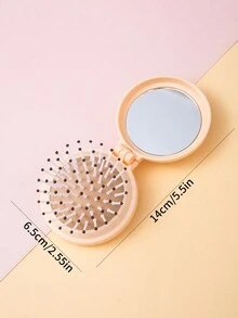 1 Stück Tragbare, Entzückende Milchgelbe Kinderhaarbürste Mit Faltbarem Airbag, Massagefunktion Und Spiegel