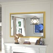 Wall Mirror Black Aluminum Alloy Brushed Metal Frame Bathroom Mirror Mid-Century Modern Rectangle Mirror for Restroom Living Room Entryway - Vàng - Xem 1