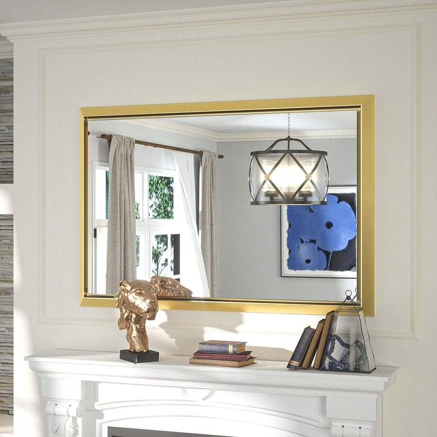 Wall Mirror Black Aluminum Alloy Brushed Metal Frame Bathroom Mirror Mid-Century Modern Rectangle Mirror for Restroom Living Room Entryway - Vàng - Xem 1