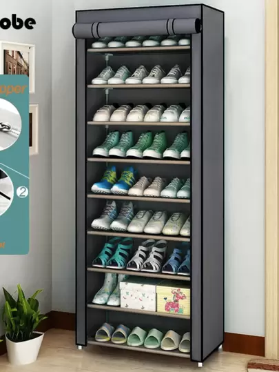 FANOVA 1 Pieza de Zapatera Con Cubierta de Tela, 9 Niveles, Estructura de Metal, al Azar