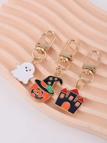 12 件万圣节主题钥匙扣钥匙圈用于包包装饰圣诞礼物创意包包挂绳带身份证夹汽车配件包包挂饰 - 彩色 - 查看 6