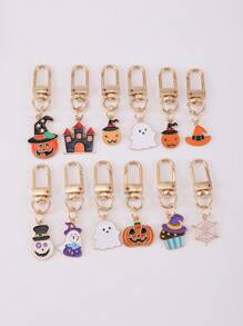 12 件万圣节主题钥匙扣钥匙圈用于包包装饰圣诞礼物创意包包挂绳带身份证夹汽车配件包包挂饰 - 彩色 - 查看 3