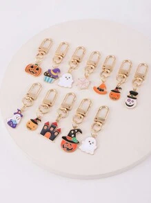 12 件万圣节主题钥匙扣钥匙圈用于包包装饰圣诞礼物创意包包挂绳带身份证夹汽车配件包包挂饰 - 彩色 - 查看 5