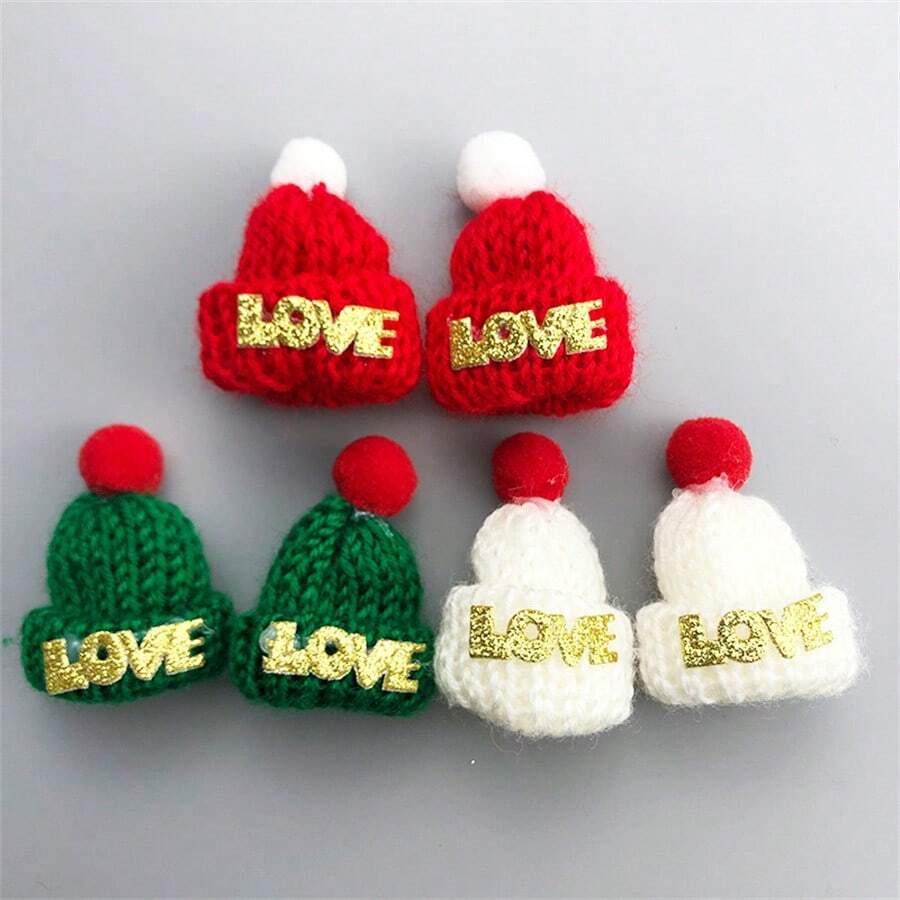 30入組/包針織聖誕帽,帶有單個毛球和字母細節,韓國風格迷你帽適用於聖誕裝飾、樹飾裝飾、頭飾及diy材料 - 彩色 - 查看 1