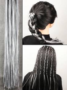 Conjunto De 20 Piezas De Accesorios Para El Cabello De Trenzas De Pp Plateado Para Mujeres, Incluyendo Diadema, Cinta De Colores Y Cuerda De Trenza, Para Un Estilo Personalizado De La Moda Callejera - Plateado - Ver 2