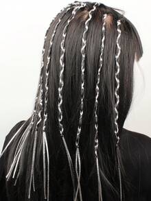 Conjunto De 20 Piezas De Accesorios Para El Cabello De Trenzas De Pp Plateado Para Mujeres, Incluyendo Diadema, Cinta De Colores Y Cuerda De Trenza, Para Un Estilo Personalizado De La Moda Callejera - Plateado - Ver 5