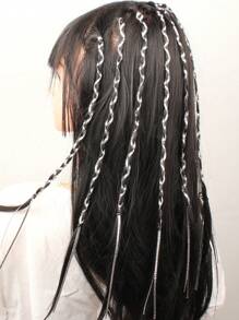 Conjunto De 20 Piezas De Accesorios Para El Cabello De Trenzas De Pp Plateado Para Mujeres, Incluyendo Diadema, Cinta De Colores Y Cuerda De Trenza, Para Un Estilo Personalizado De La Moda Callejera - Plateado - Ver 1