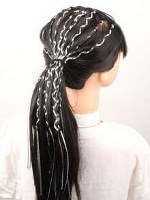 Conjunto De 20 Piezas De Accesorios Para El Cabello De Trenzas De Pp Plateado Para Mujeres, Incluyendo Diadema, Cinta De Colores Y Cuerda De Trenza, Para Un Estilo Personalizado De La Moda Callejera - Plateado - Ver 3