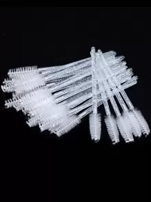 20 piezas de cepillos para pestañas de cristal blanco con strass brillante, varillas de máscara de pestañas, aplicadores de cejas, herramientas de maquillaje micro portátiles, cepillo de cejas, cepillo de sombras de ojos, cepillo spoolie, regalos - Blanco - Ver 2