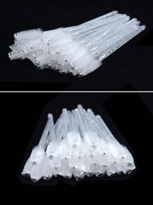 20 piezas de cepillos para pestañas de cristal blanco con strass brillante, varillas de máscara de pestañas, aplicadores de cejas, herramientas de maquillaje micro portátiles, cepillo de cejas, cepillo de sombras de ojos, cepillo spoolie, regalos - Blanco - Ver 4