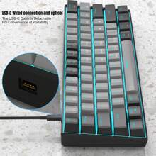 MagGee MK-Star61 迷你 60% 機械式鍵盤 61 鍵有線 LED 背光緊湊型遊戲鍵盤小型多設備鍵盤便攜式鍵盤帶燈適用於筆記型電腦、桌上型電腦、電腦、PC 黑色灰藍色開關 - 黑色 - 查看 10