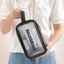 1 Miếng Đen Dung lượng lớn PVC Mờ Trong suốt Túi giặt , Không thấm nước Túi vệ sinh Đối với Tắm rửa , bờ biển , Du lịch , Có thể mang đi Túi mỹ phẩm Có tay cầm - màu đen - Xem 6