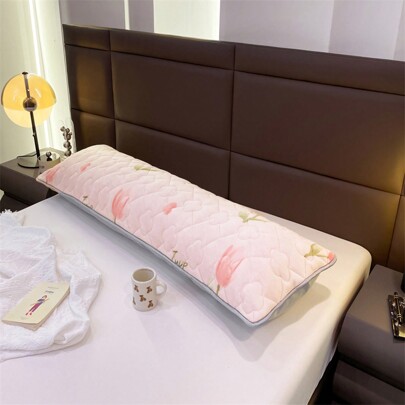 1pc Milk Velvet Thickened Quilted Solid Color Pillowcase, Soft, Wrinkle-Resistant, Breathable Pillowcase, Plush Quilted Edging Craftsmanship, Dormitory Double Pillowcase, Quilted Pillowcase For Couples, Silky Soft, Skin-Friendly, Warm And Comfortable, Machine Washable, 18.9*47.28in/18.9*59.1in/18.9*70.92in/19.7*29.55in